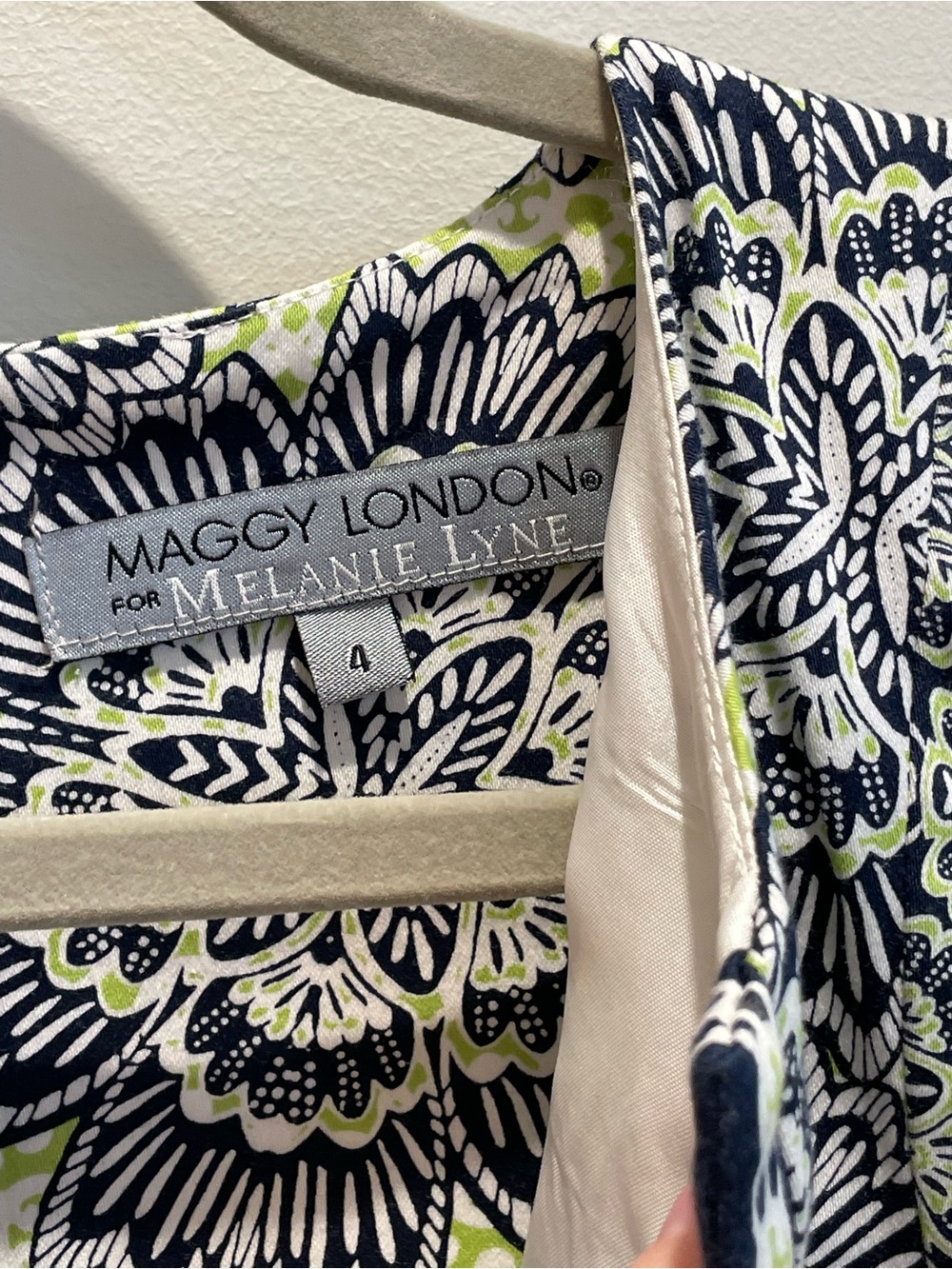 Maggy London Navy, White & Lime Floral Dress - Picture 2 of 4